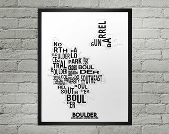 Boulder Neighborhood City Map Print | Handmade | Boulder Colorado Map | Boulder Print | Boulder Map Art | Map Art