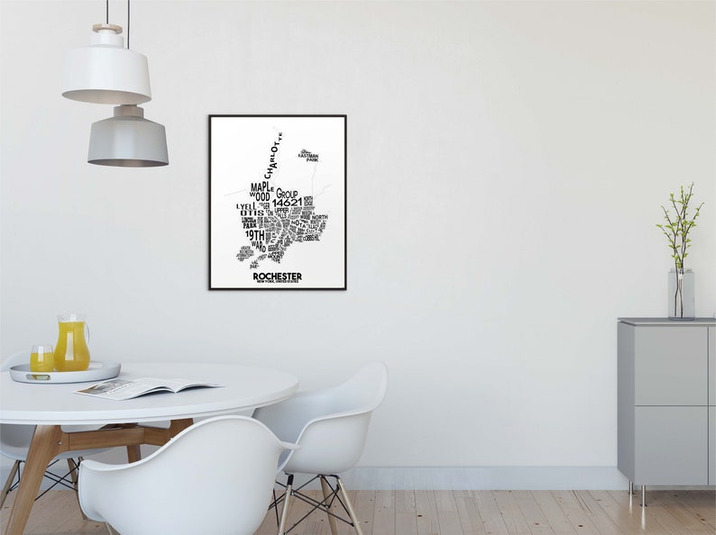 Rochester Neighborhood City Map Print | Handmade | Rochester New York ...