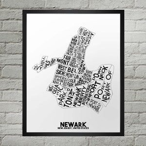 Impression du plan de la ville du quartier de Newark | Fait main | Carte de Newark, New Jersey | Impression Newark | Art de la carte de Newark | Décoration d'intérieur Newark | Cadeau de déménagement