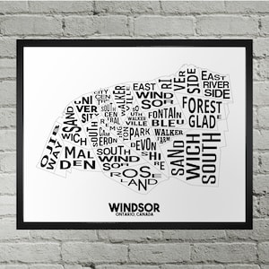 Windsor Neighbourhood City Map Print | Handmade | Windsor Ontario Map | Windsor Print | Windsor Map Art | Windsor Home Decor | Moving Gift