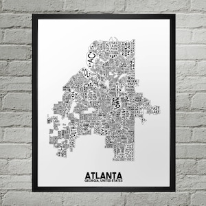 Atlanta Neighborhood City Map Print | Handmade | Atlanta Georgia Map | Atlanta Print | Atlanta Map Art | Atlanta Home Decor | Moving Gift