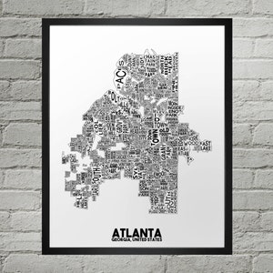 Atlanta Neighborhood City Map Print | Handmade | Atlanta Georgia Map | Atlanta Print | Atlanta Map Art | Atlanta Home Decor | Moving Gift