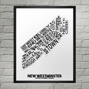 New Westminster Neighbourhood City Map Print | Handmade | New Westminster British Columbia Map | New Westminster Print | New West Map Art