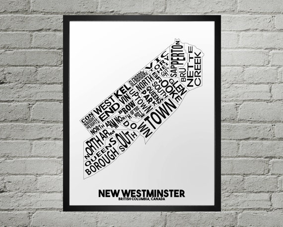 New Westminster Neighbourhood Map New Westminster British Columbia Neighbourhood Typography City | Etsy  Ireland