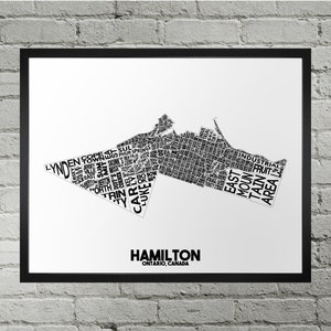 Impression du plan de la ville du quartier de Hamilton | Fait main | Carte de Hamilton (Ontario) | Impression Hamilton | Art d'Hamilton | Décoration d'intérieur Hamilton | Cadeau de déménagement