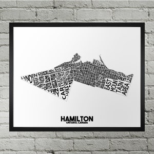 Hamilton Neighbourhood City Map Print | Handmade | Hamilton Ontario Map | Hamilton Print | Hamilton Art | Hamilton Home Decor | Moving Gift