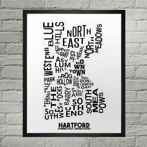 Hartford Neighborhood City Map Print | Handmade | Hartford Connecticut Map | Hartford Print | Hartford Map Art | Hartford Home Decor