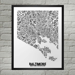 Impression du plan de la ville du quartier de Baltimore | Fait main | Carte de Baltimore, Maryland | Impression de Baltimore | Carte de Baltimore | Décoration d'intérieur Baltimore