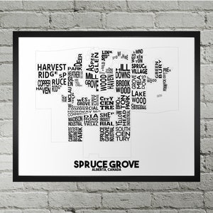 Impression du plan de la ville du quartier de Spruce Grove | Fait main | Spruce Grove, Alberta, carte | Impression Spruce Grove | Illustration de carte de Spruce Grove | Décoration d'intérieur, carte