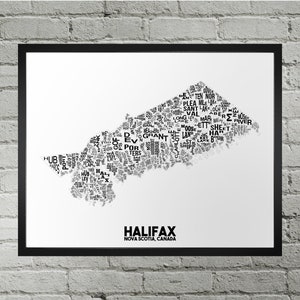 Halifax Gemeinschaften Stadt Karte Drucken | Handarbeit | Halifax Nova Scotia Karte | Halifax Druck | YHZ Kartenkunst | Halifax Wohnkultur | Bewegendes Geschenk