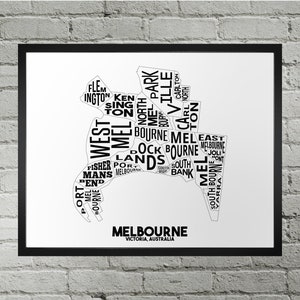 Impression de carte de ville des arrondissements de Melbourne | Fait main | Carte de Melbourne, Australie | Impression Melbourne | Art de la carte de Melbourne | Décoration d'intérieur à Melbourne