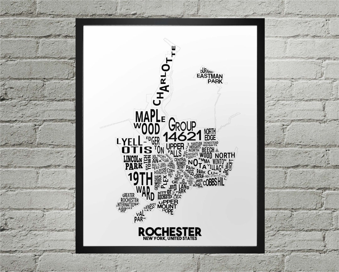 Rochester Neighborhood City Map Print | Handmade | Rochester New York ...