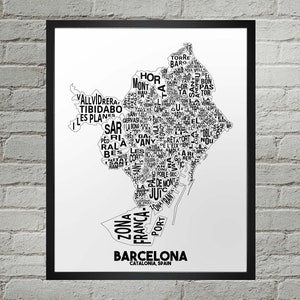 Impression du plan de la ville du quartier de la Catalogne à Barcelone | Fait main | Carte de Barcelone, Espagne | Impression de Barcelone | Art de la carte de Barcelone | Décoration d'intérieur, carte