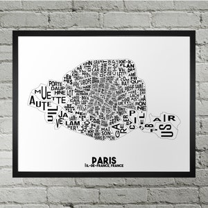 Impression du plan de la ville de Paris | Fait main | Carte de France de Paris | Impression parisienne | Art de la carte de Paris | Décoration d'intérieur parisienne | Cadeau de déménagement | Impression artistique de la carte