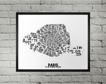 Paris District City Map Print | Handmade | Paris France Map | Paris Print | Paris Map Art | Paris Home Decor | Moving Gift | Map Print Art