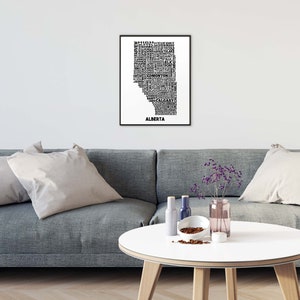 Alberta Cities Typography Map Print Handmade Alberta Map Alberta Print Alberta Map Art Alberta Home Decor AB City Map Print image 3