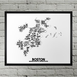 Boston Viertel Stadt Karte Drucken | Handarbeit | Boston Massachusetts Karte | Boston Druck | Boston Karte Kunst | Boston Wohnkultur | Bewegendes Geschenk