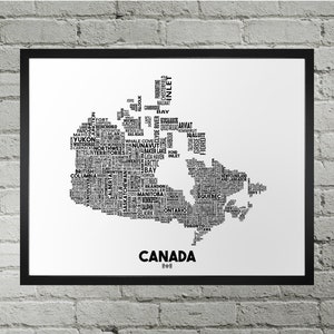 Canada City Typography Map Print | Handmade | Canada Map | Canada Print | Canada Map Art | Canada Home Decor | Moving Gift | Map Art