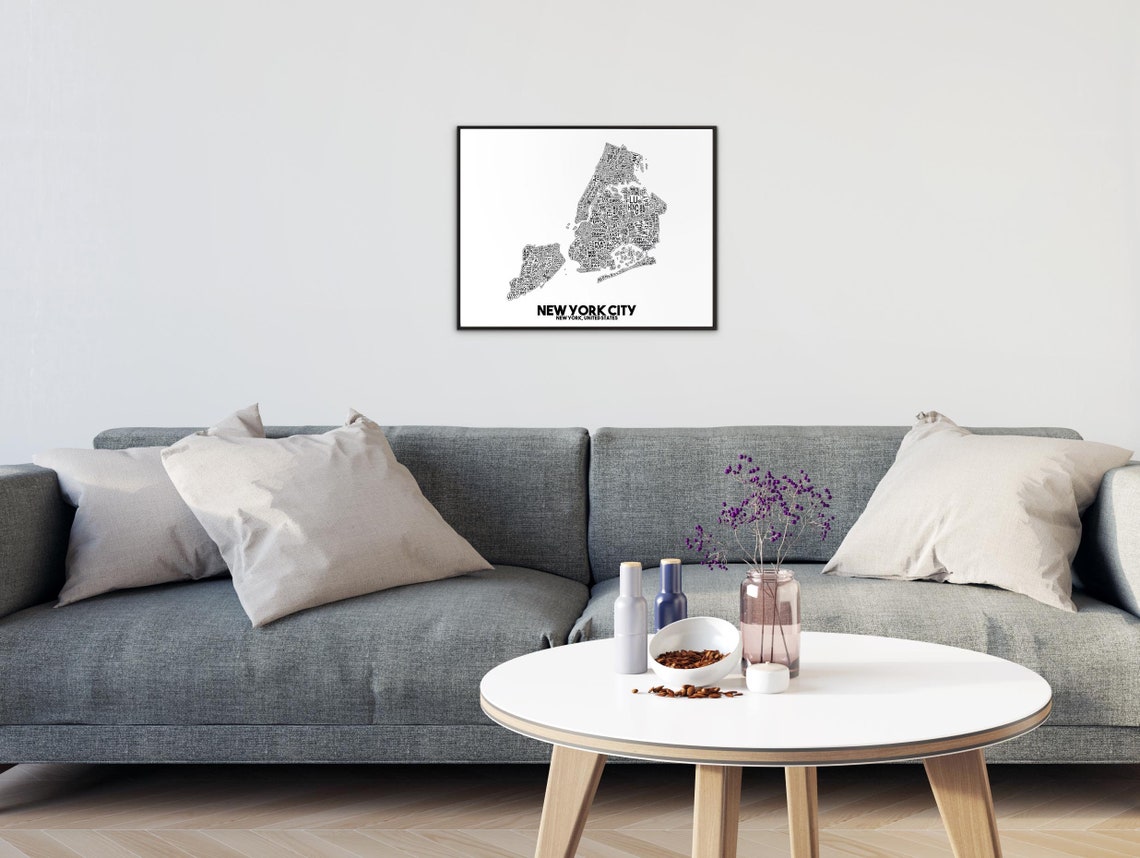 New York City Neighborhood City Map Print Handmade New - Etsy