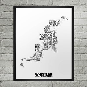 Whistler Neighbourhood City Map Print | Handmade | Whistler British Columbia Map | Whistler Print | Whistler Map Art | Whistler Home Decor