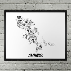 Impression du plan de la ville du quartier de Nanaimo | Fait main | Nanaimo (Colombie-Britannique) : carte | Impression Nanaimo | Illustration de la carte de Nanaimo | Décoration d'intérieur Nanaïmo