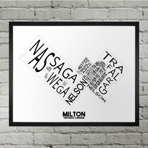 Impression du plan de la ville du quartier de Milton | Fait main | Milton (Ontario) : carte | Impression Milton | Milton Art | Décoration d'intérieur Milton | Cadeau de déménagement | Illustration de la carte