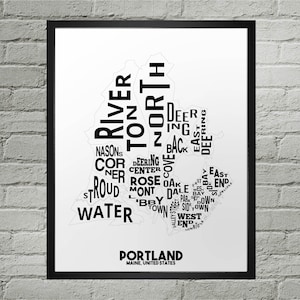 Impression du plan de la ville du quartier de Portland | Fait main | Carte de Portland, Maine | Impression Portland | Art de la carte de Portland | Décoration d'intérieur Portland | Cadeau de déménagement