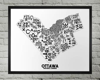 Ottawa Neighbourhood City Map Print | Handmade | Ottawa Ontario Map | Ottawa Print | Ottawa Map Art | Ottawa Home Decor | Moving Gift