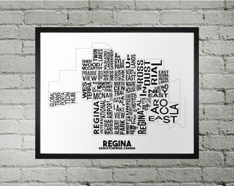Regina Neighbourhood City Map Print | Handmade | Regina Saskatchewan Map | Regina Print | Regina Map Art | Regina Home Decor | Moving Gift