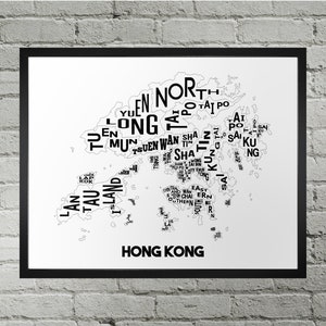 Hong Kong Districts City Map Print | Handmade | Hong Kong Map | Hong Kong Print | Hong Kong Map Art | Hong Kong Home Decor | Moving Gift