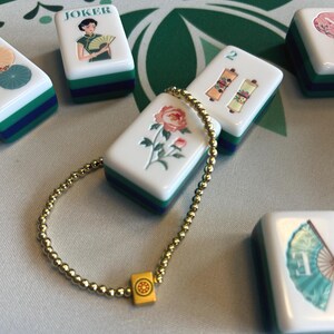 Mahjong Tile Beaded Bracelet - 18K gold filled or sterling silver image 3