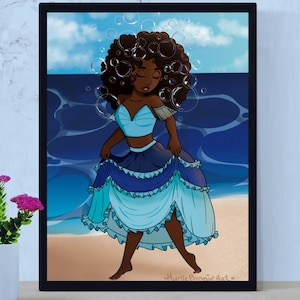 Bubble Queen Glossy A4 Print - Goddess Art, Oshira, Yamoja, Ocean Art, Beach Art, Beach Goddess