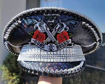 Sombrero de festival de Guns N' Roses, estilo militar, Burning Man, rave, hecho a mano
