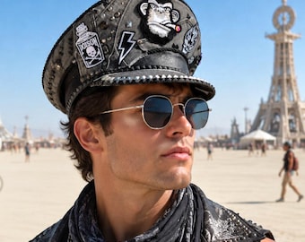 Sombrero Dust Rebel hecho a mano, sombrero militar, disfraz para Burning Man