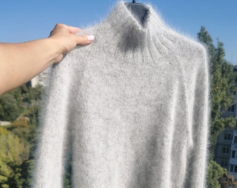 gray fluffy sweater