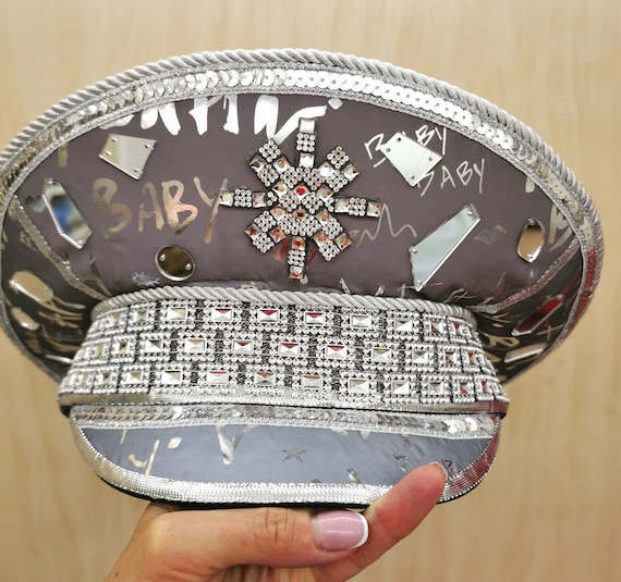 Reflective Festival Military Hat: Burning Man Rave Captain 