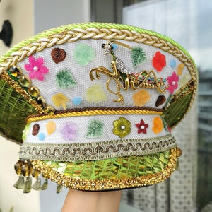 &quot;Handgemachte Grashüpfer Festival &quot;&quot;Kapitänin&quot;&quot; Hut: Boho Rave Kostüm&quot;