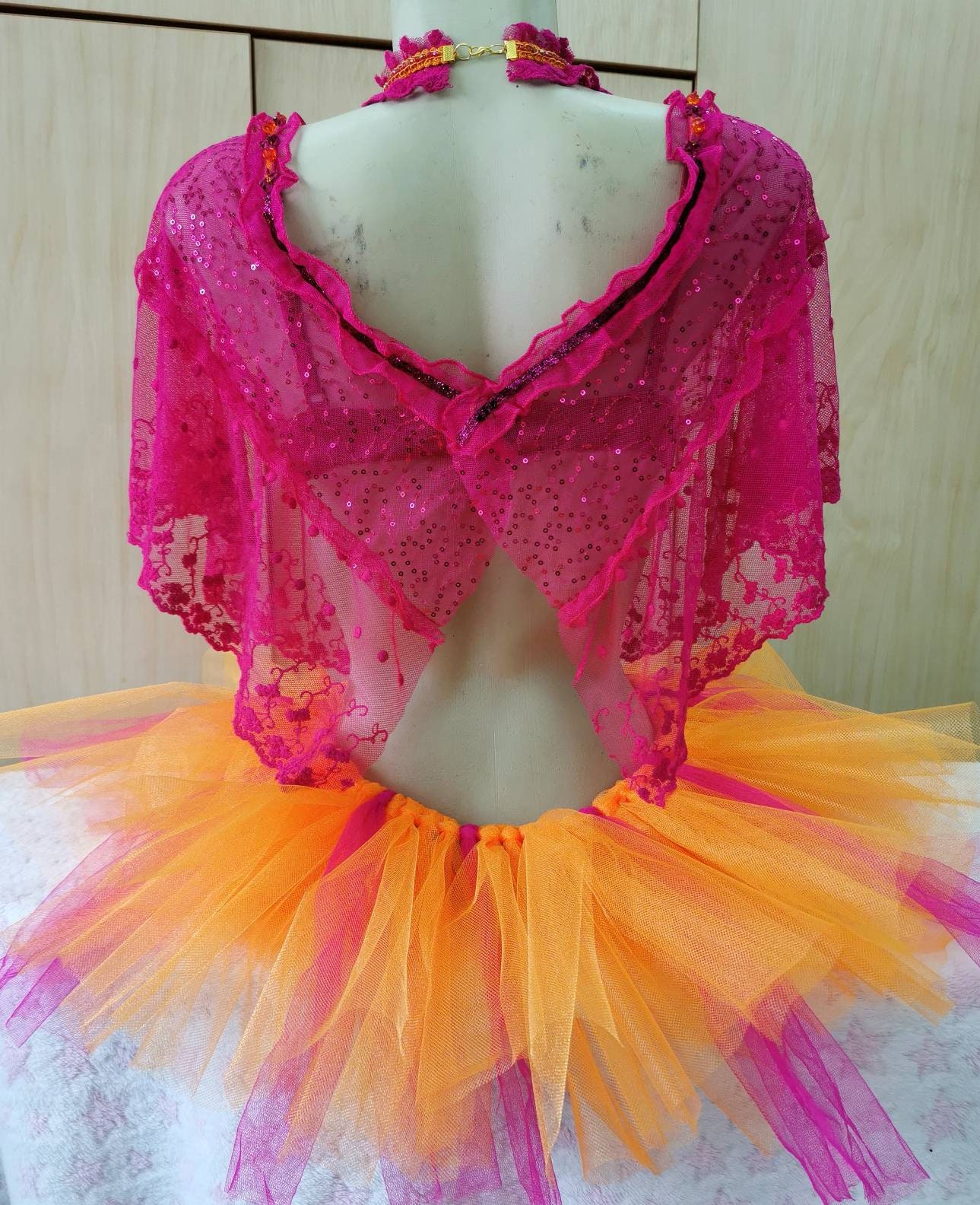 Pink and Orange Rave Outfit Rave Bra Tutu Fairy Costume - Etsy