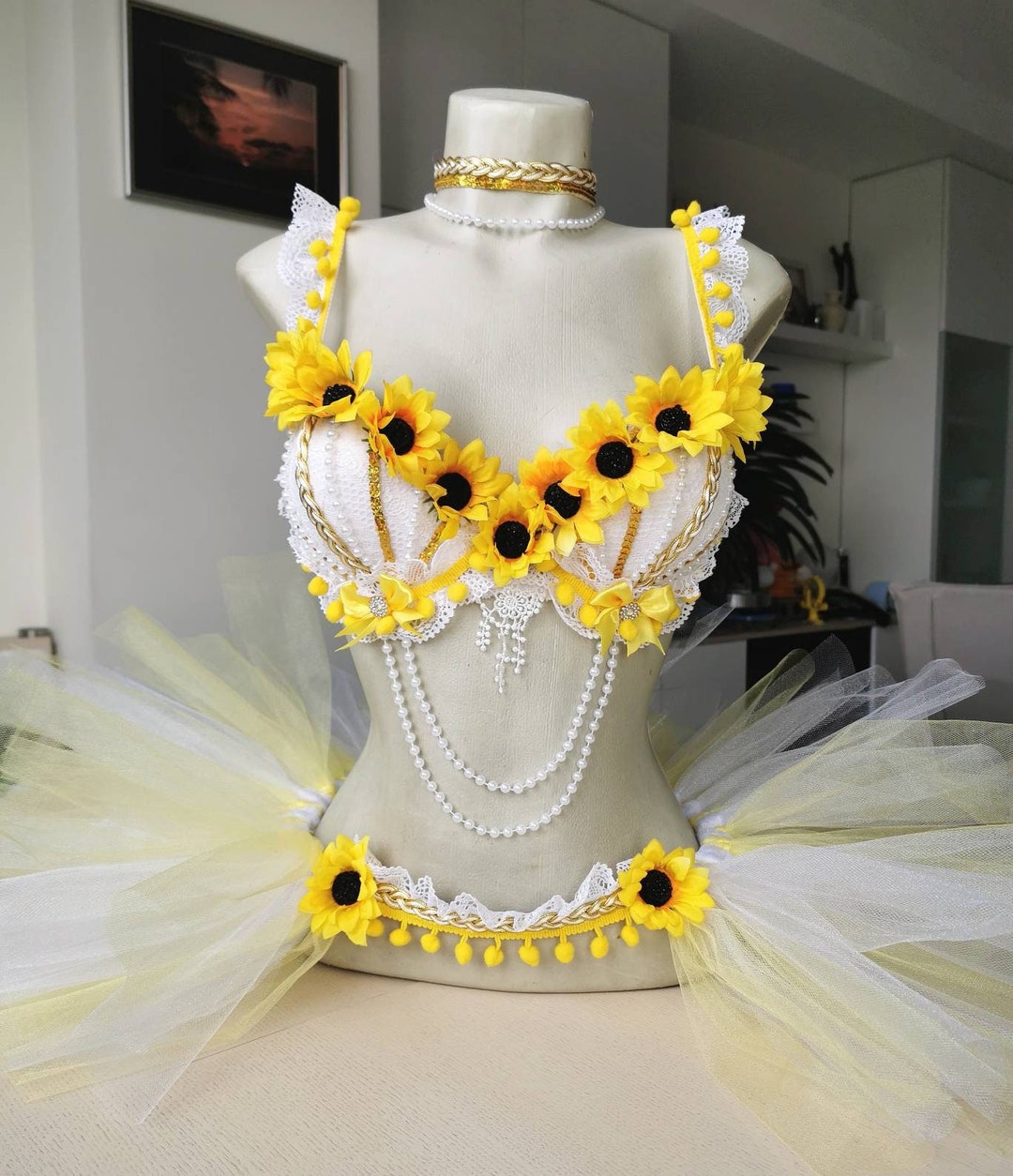Sunflower Rave Outfit, Rave Bra, Tutu, Fairy Costume, Festival, Custom ...