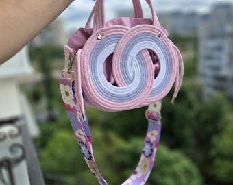 Bolso de cuerda de algodón Spring Blossom: bolso de hombro circular hecho a mano