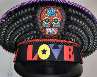 Spiked Military Hat: Handmade Festival Captain Hat