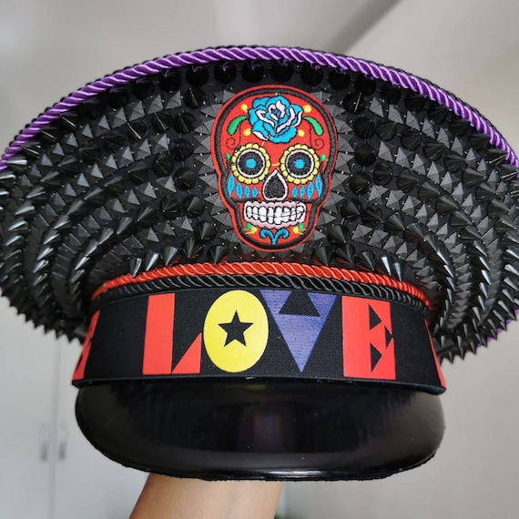 Spiked Military Hat: Handmade Festival Captain Hat - Etsy display picture 1