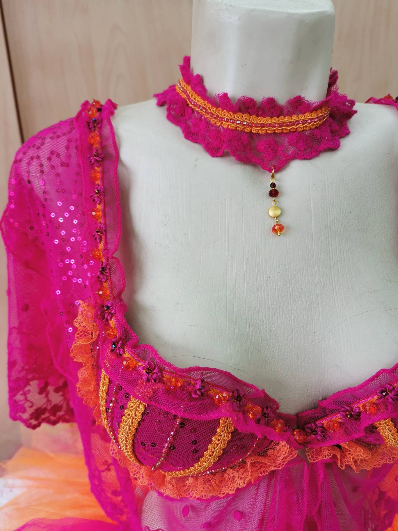 Pink and Orange Rave Outfit Rave Bra Tutu Fairy Costume - Etsy