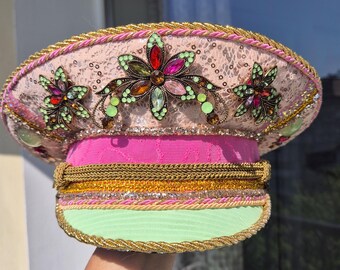 Gorro militar del Festival de Pétalos de Azúcar, gorro de capitán hecho a mano