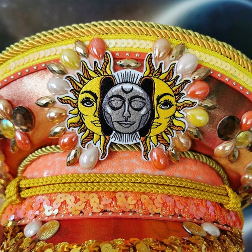 THE SUN GOD Festival hat Handmade shops Captain Hat, Festival Hat, Military Hat, Bohemian Hat, Rave, Costume, Carnival