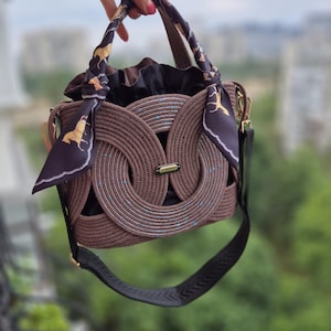 Bag, Daily usage bag, Cotton Rope Bag, Cord Bag, Shoulder bag, Circle bag, Natural rope, Present