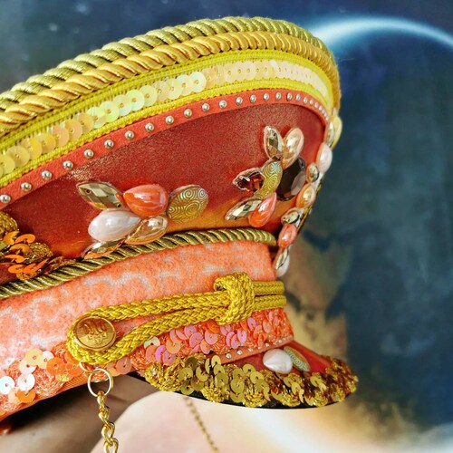 THE SUN GOD Festival hat Handmade shops Captain Hat, Festival Hat, Military Hat, Bohemian Hat, Rave, Costume, Carnival