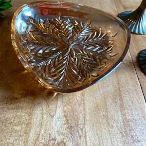Vintage Marigold Peach Lustre Carnival Glass Dish