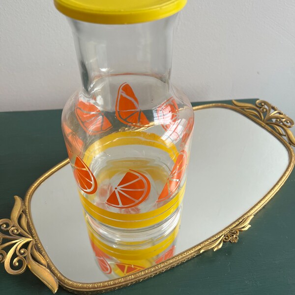 Vintage Orange Juice Glass Pitcher Libby of Canada Fruit Jar