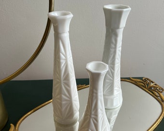 3 - Vintage Milk Glass Vases